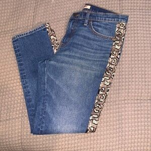 Johnny Was Cropped Skinny Jeans with Faux animal print stripes